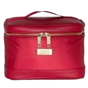 New With Tags-Cavalli Class by Roberto Cavalli Red & Goldtone Cosmetic Bag